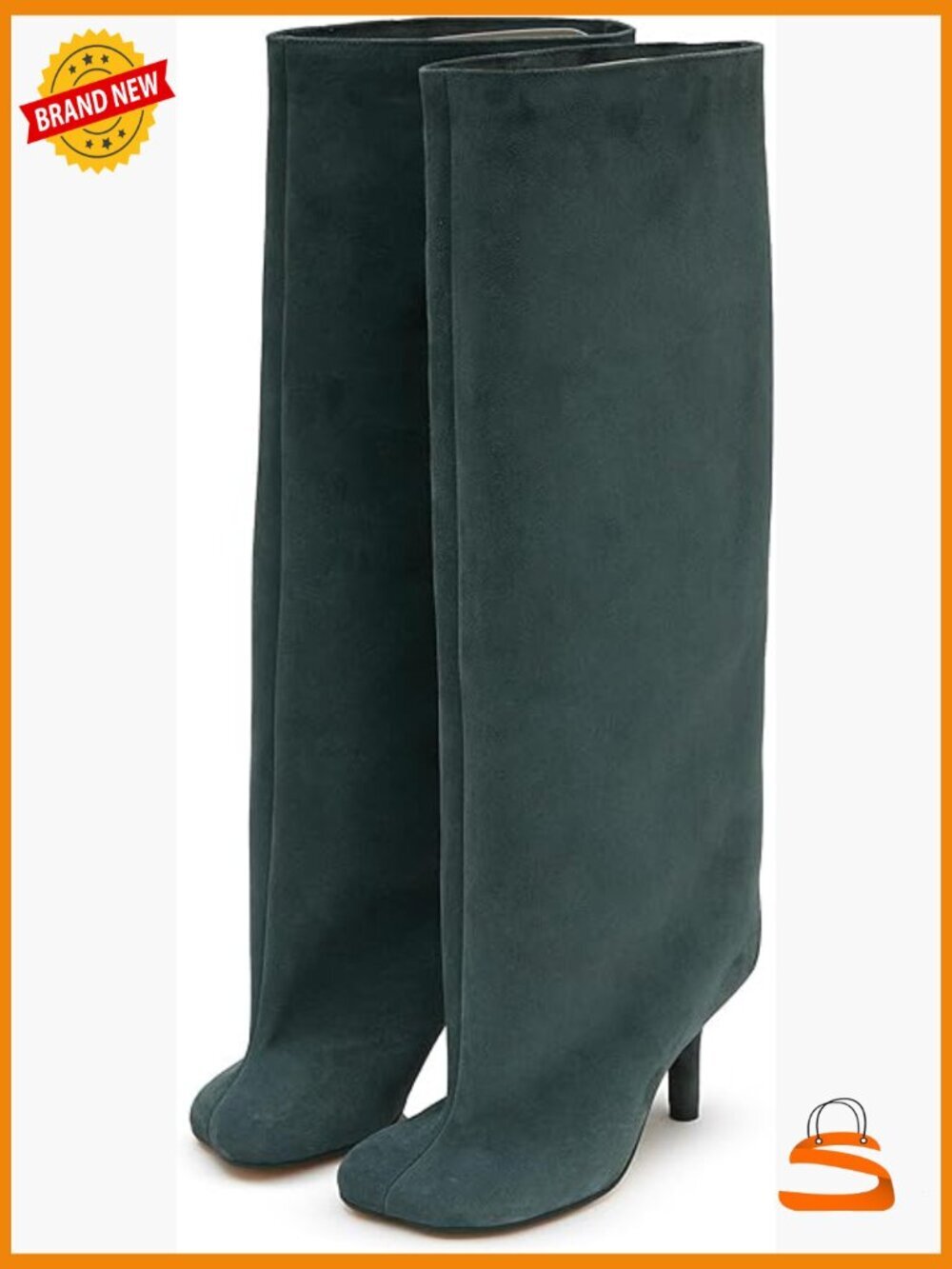 Knee High Boots Square Toe Kitten Heel Faux Suede Wide Calf Fall